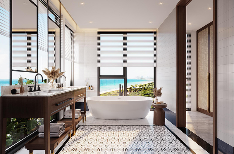 Phòng tắm view hướng biển, thiết kế đơn giản mà thanh lịch